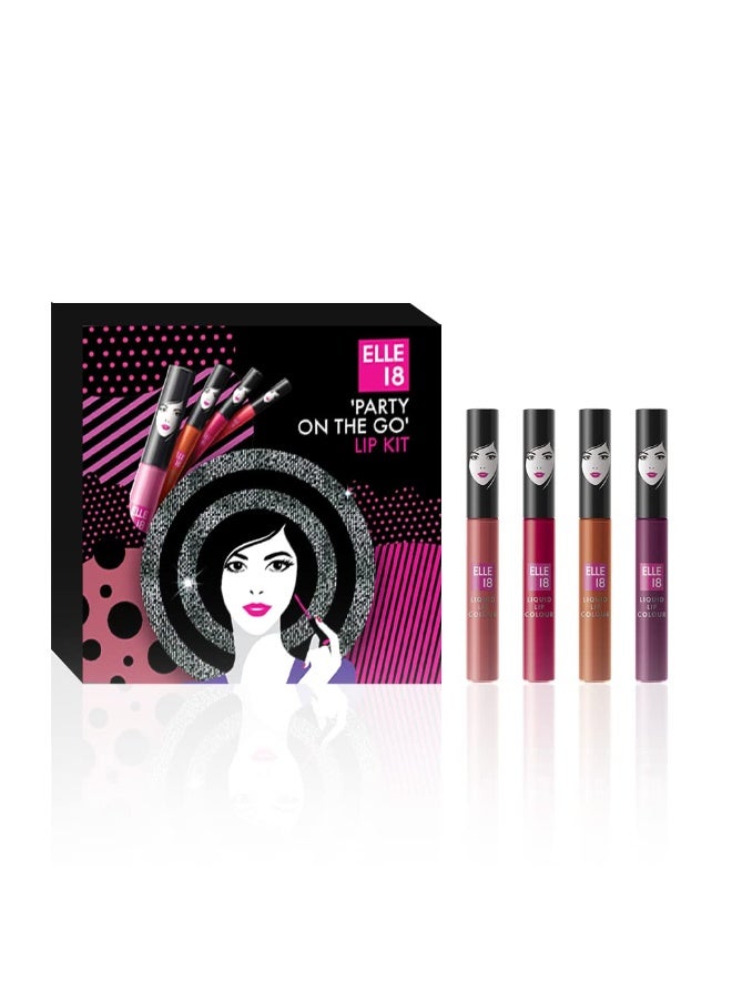 إل 18 مجموعة أحمر الشفاه السائل ELLE 18 Matte Party on the go (مجموعة من 4 أحمر شفاه سائل) - Image 1